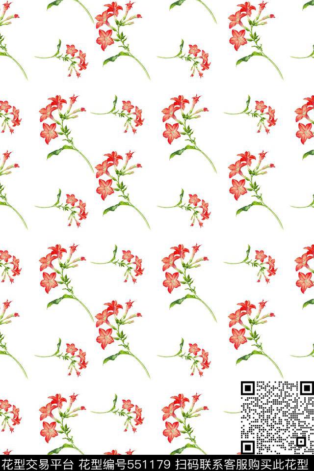 欧美流行复古花卉清新传统印花华亿平台下载（图片编号: 551179） - 瓦栏（Walan）