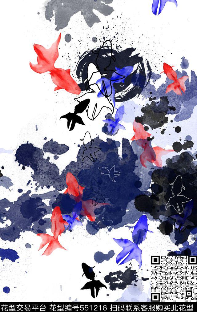 中国风手绘水彩传统印花华亿平台下载（图片编号: 551216） - 瓦栏（Walan）