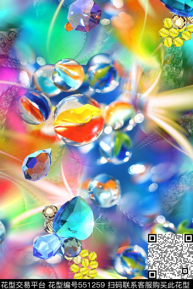 时尚珠宝宝石玻璃珠数码印花华亿平台下载（图片编号: 551259） - 瓦栏（Walan）