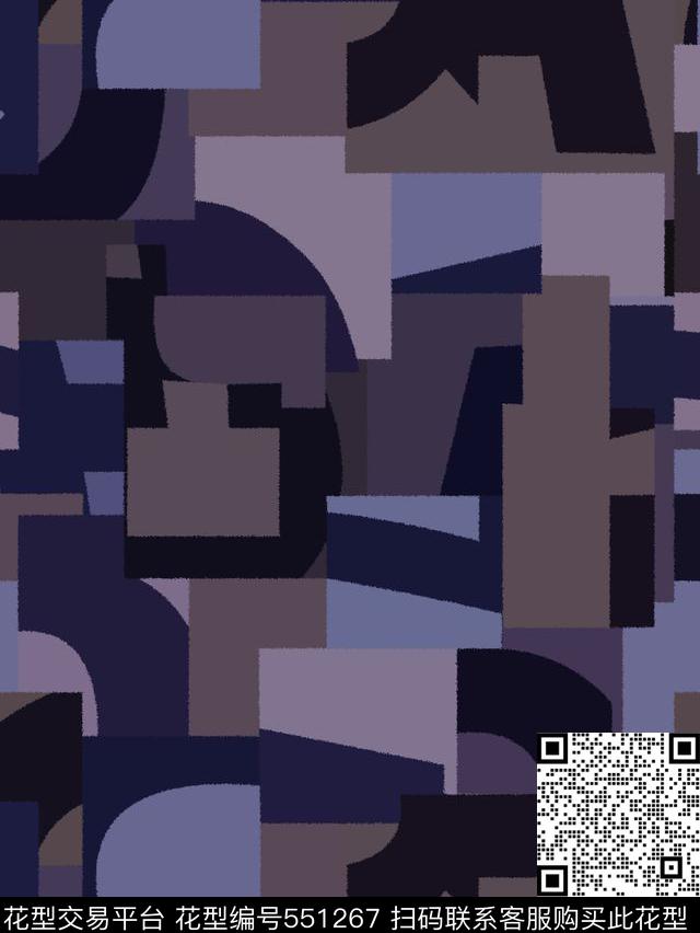 复古几何色块传统印花华亿平台下载（图片编号: 551267） - 瓦栏（Walan）