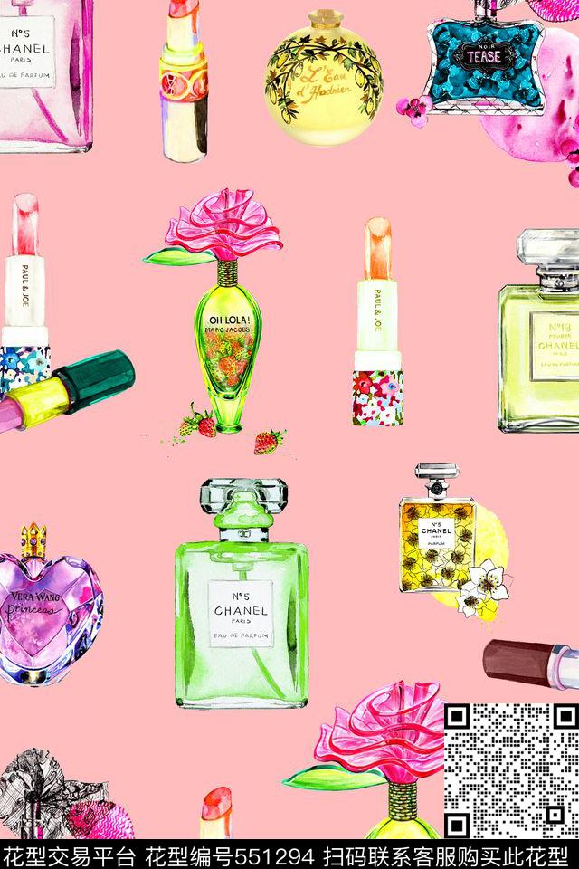 潮流时尚大牌女装手绘口红数码印花华亿平台下载（图片编号: 551294） - 瓦栏（Walan）