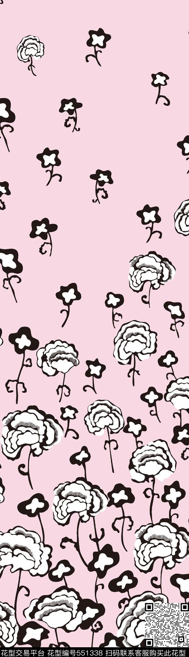 抽象花瓣抽象花卉手绘叶子花传统印花华亿平台下载（图片编号: 551338） - 瓦栏（Walan）