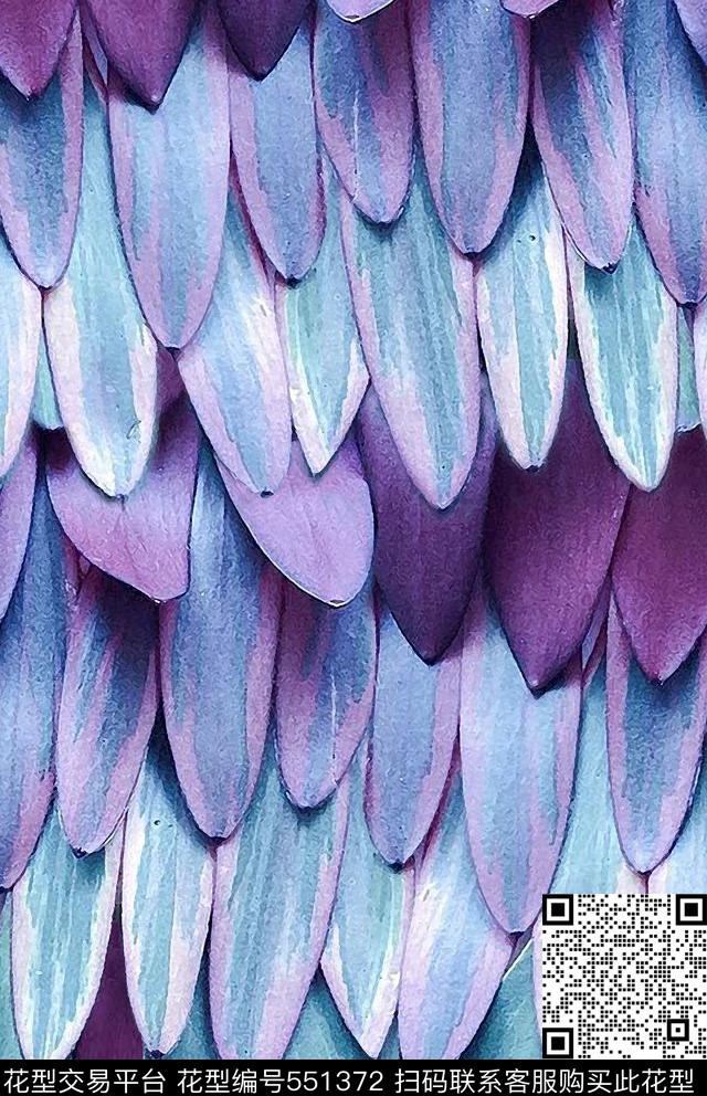 时尚潮流大牌原创炫丽羽毛质感数码印花华亿平台下载（图片编号: 551372） - 瓦栏（Walan）