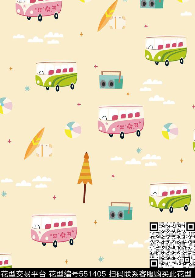 流行时尚卡通汽车传统印花华亿平台下载（图片编号: 551405） - 瓦栏（Walan）