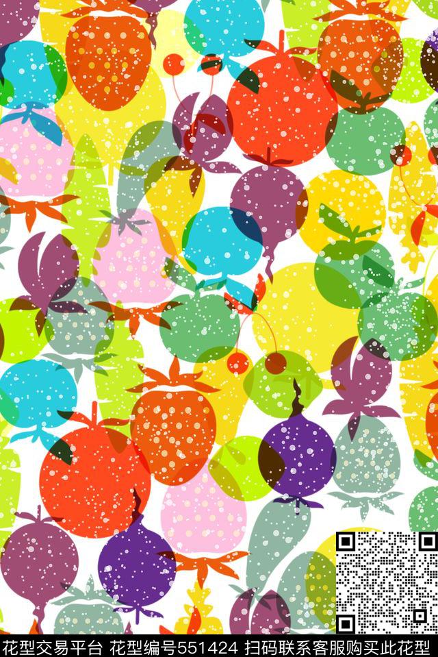 卡通水果水彩传统印花华亿平台下载（图片编号: 551424） - 瓦栏（Walan）
