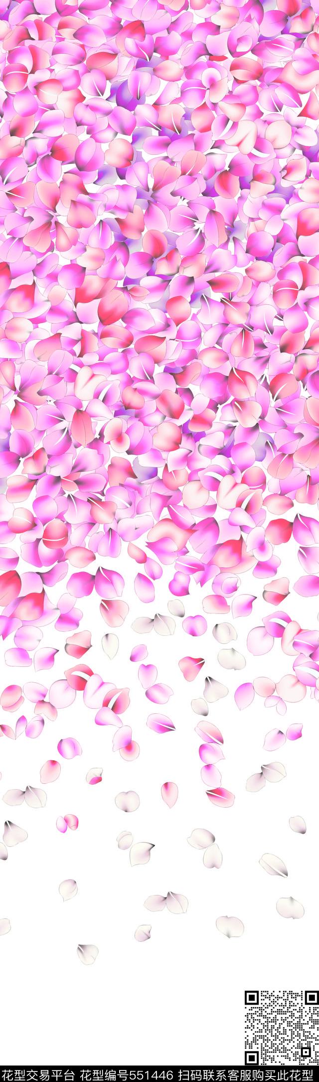 抽象花卉抽象花瓣手绘花瓣数码印花华亿平台下载（图片编号: 551446） - 瓦栏（Walan）