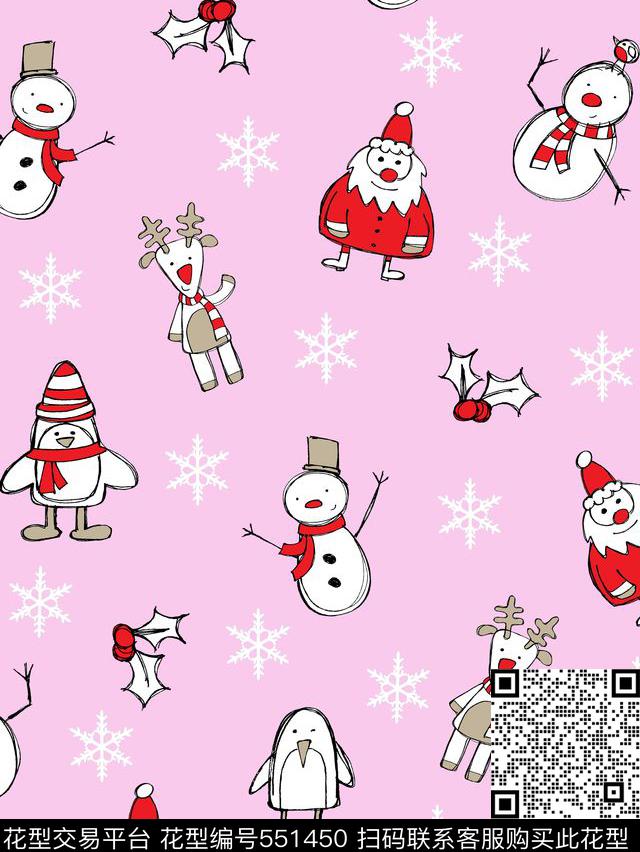 圣诞卡通童装家纺传统印花华亿平台下载（图片编号: 551450） - 瓦栏（Walan）