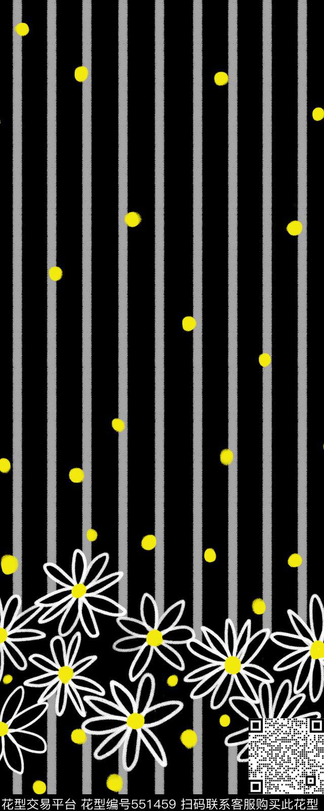 俏皮条纹波点数码印花华亿平台下载（图片编号: 551459） - 瓦栏（Walan）