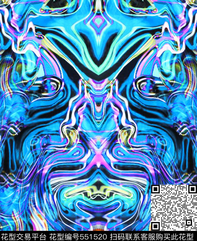 抽象抽象花卉炫丽彩带数码印花华亿平台下载（图片编号: 551520） - 瓦栏（Walan）