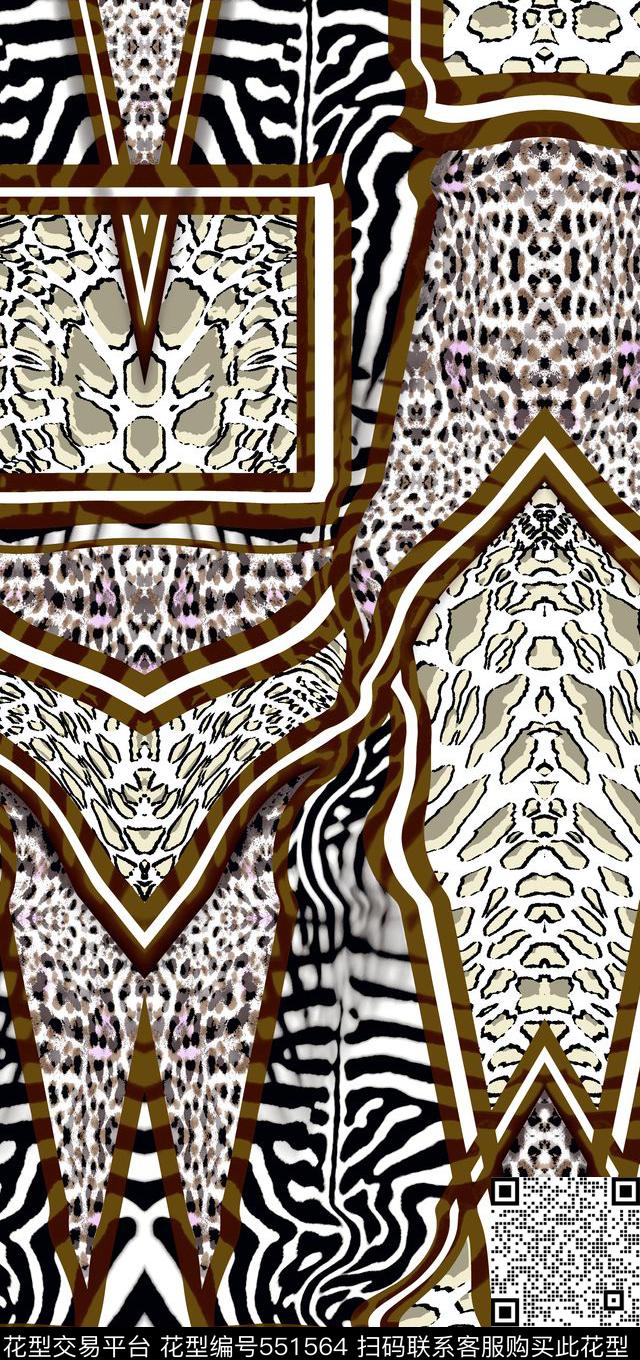 现代经典豹纹几何传统印花华亿平台下载（图片编号: 551564） - 瓦栏（Walan）