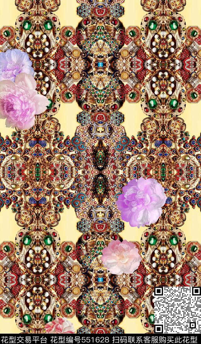 时尚珠宝宝石数码印花华亿平台下载（图片编号: 551628） - 瓦栏（Walan）