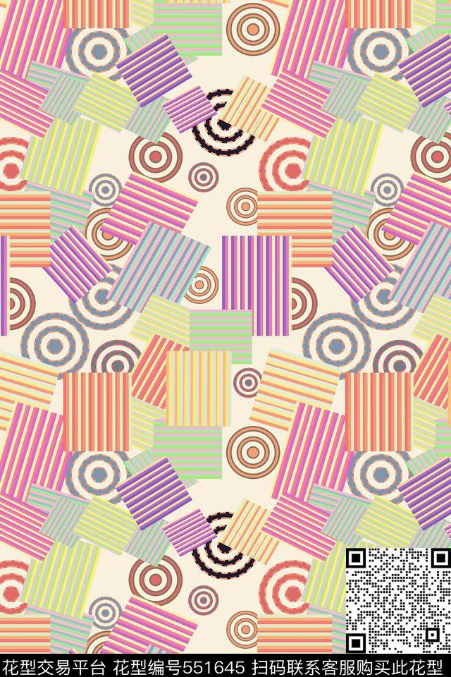 创意几何图案数码印花华亿平台下载（图片编号: 551645） - 瓦栏（Walan）