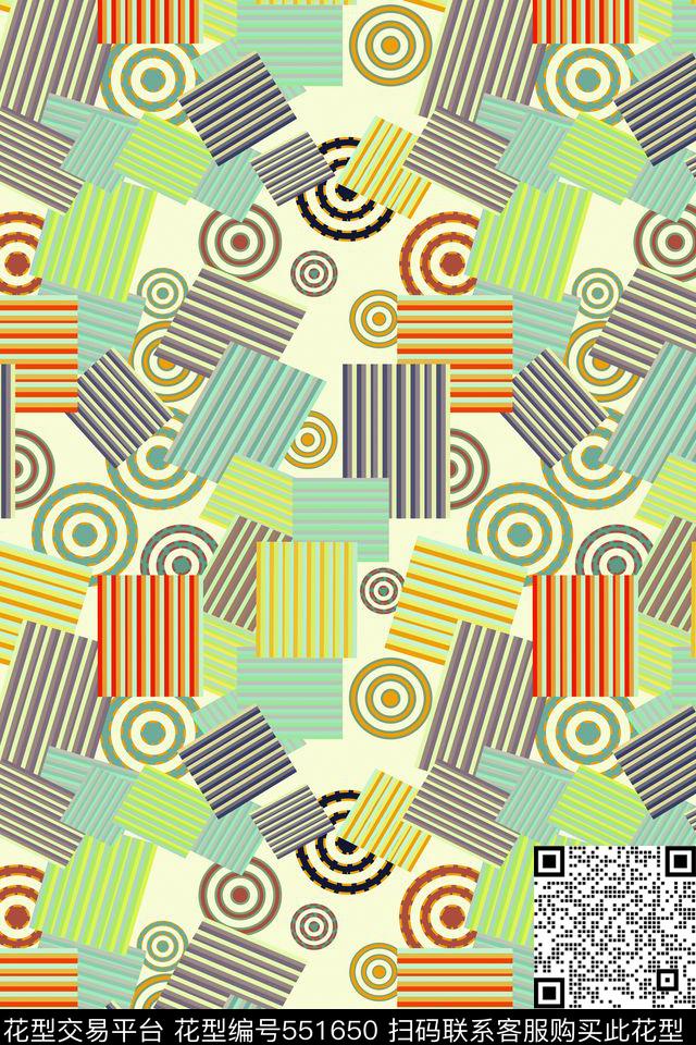 创意几何图案数码印花华亿平台下载（图片编号: 551650） - 瓦栏（Walan）