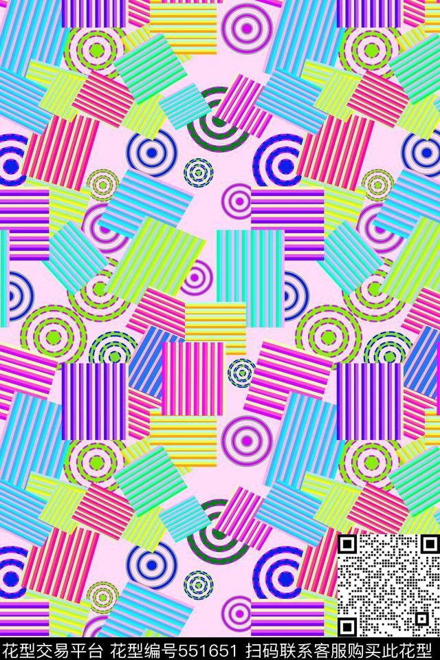 创意几何图案数码印花华亿平台下载（图片编号: 551651） - 瓦栏（Walan）