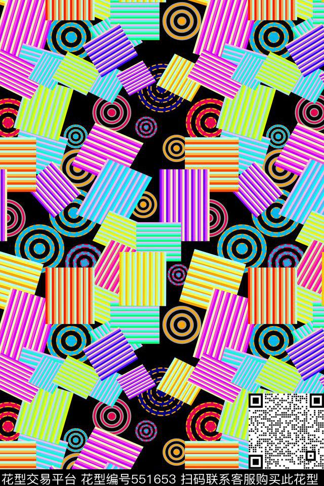 创意几何图案数码印花华亿平台下载（图片编号: 551653） - 瓦栏（Walan）