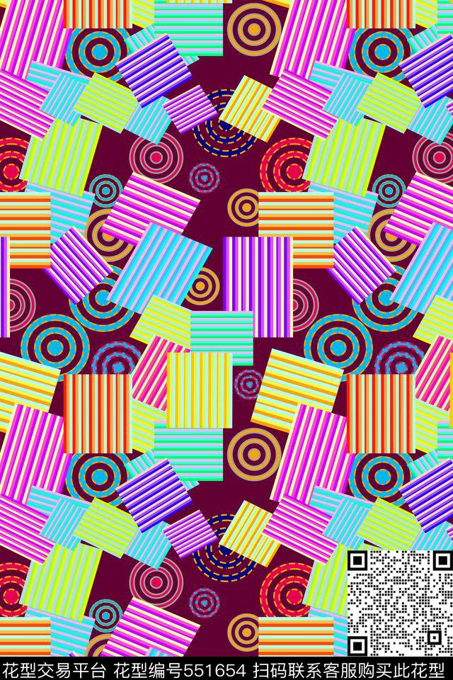 创意几何图案数码印花华亿平台下载（图片编号: 551654） - 瓦栏（Walan）