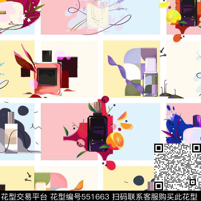 年轻香水瓶几何数码印花华亿平台下载（图片编号: 551663） - 瓦栏（Walan）