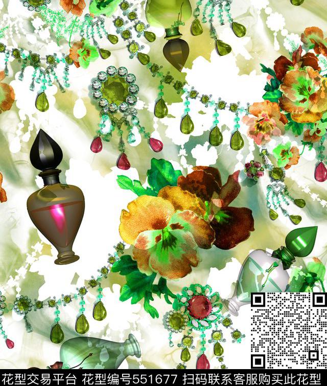 服装复古花卉数码印花华亿平台下载（图片编号: 551677） - 瓦栏（Walan）