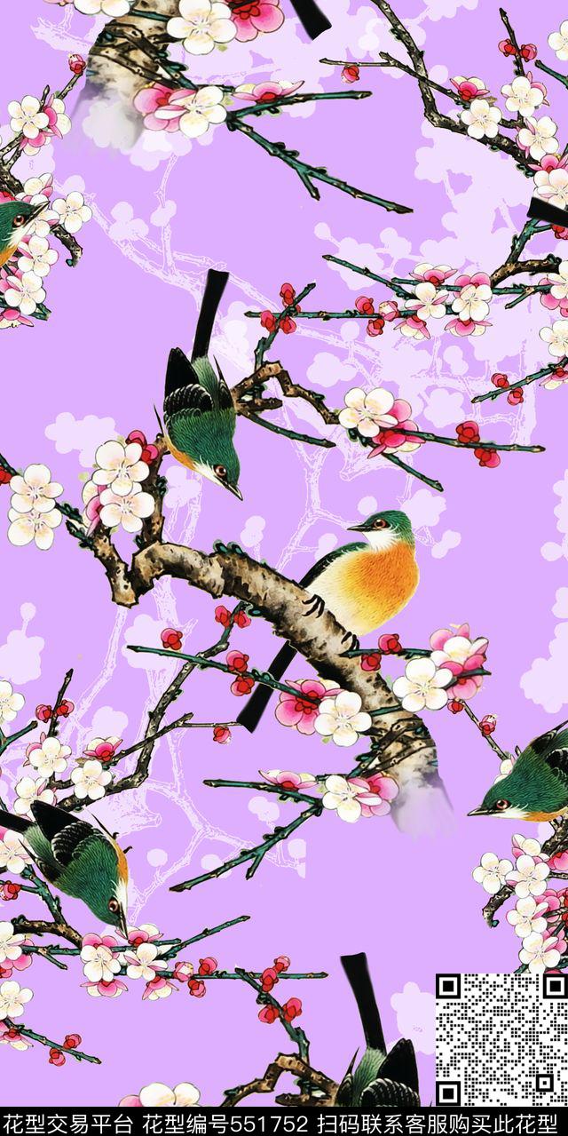 女装裙子旗袍国画梅花蝴蝶丝绸棉布人造棉数码印花华亿平台下载（图片编号: 551752） - 瓦栏（Walan）