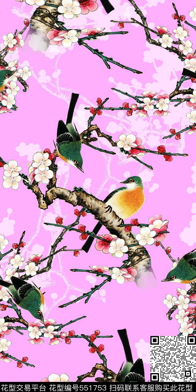 女装裙子旗袍国画梅花蝴蝶丝绸棉布人造棉数码印花华亿平台下载（图片编号: 551753） - 瓦栏（Walan）