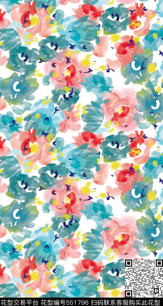 抽象玫瑰女装数码印花华亿平台下载（图片编号: 551796） - 瓦栏（Walan）