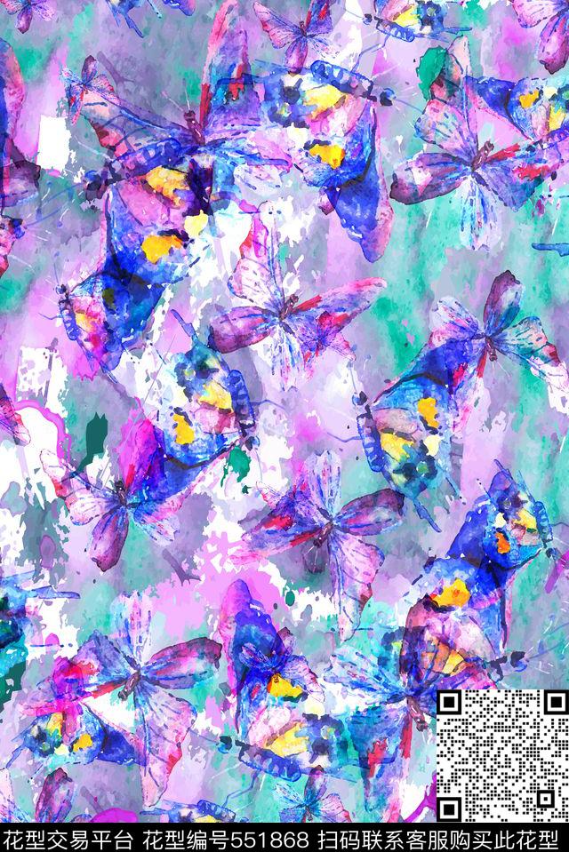 浪漫水彩手绘数码印花华亿平台下载（图片编号: 551868） - 瓦栏（Walan）