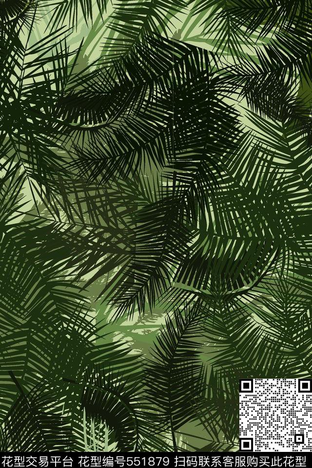 叶子绿色热带雨林传统印花华亿平台下载（图片编号: 551879） - 瓦栏（Walan）