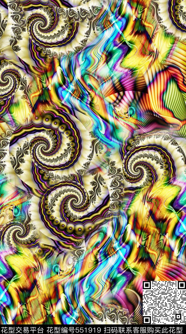 数码抽象华丽数码印花华亿平台下载（图片编号: 551919） - 瓦栏（Walan）