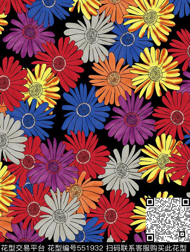 花卉小碎花大花传统印花华亿平台下载（图片编号: 551932） - 瓦栏（Walan）