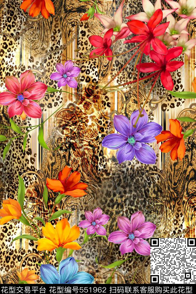流行时尚时尚豹纹动物纹肌理炫彩花卉大牌女装女士外套衬衫数码印花华亿平台下载（图片编号: 551962） - 瓦栏（Walan）