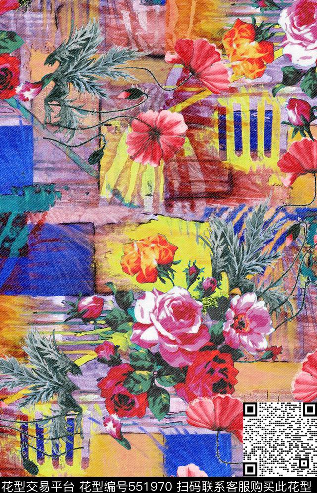 抽喜几何服装复古数码印花华亿平台下载（图片编号: 551970） - 瓦栏（Walan）