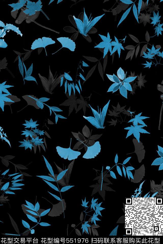 时尚田园风落叶服装时尚田园风植物落叶服装流行时尚数码印花华亿平台下载（图片编号: 551976） - 瓦栏（Walan）