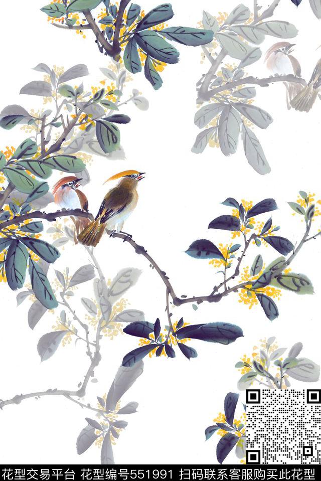 时尚潮流淡雅中国风数码印花华亿平台下载（图片编号: 551991） - 瓦栏（Walan）