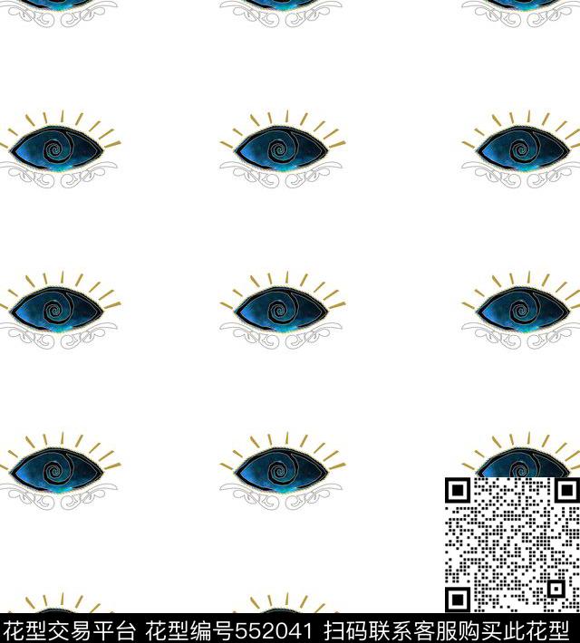 休闲时尚卡通手绘炫彩简洁大方手绘炫彩眼睛简洁线条服装面料华亿平台数码印花华亿平台下载（图片编号: 552041） - 瓦栏（Walan）