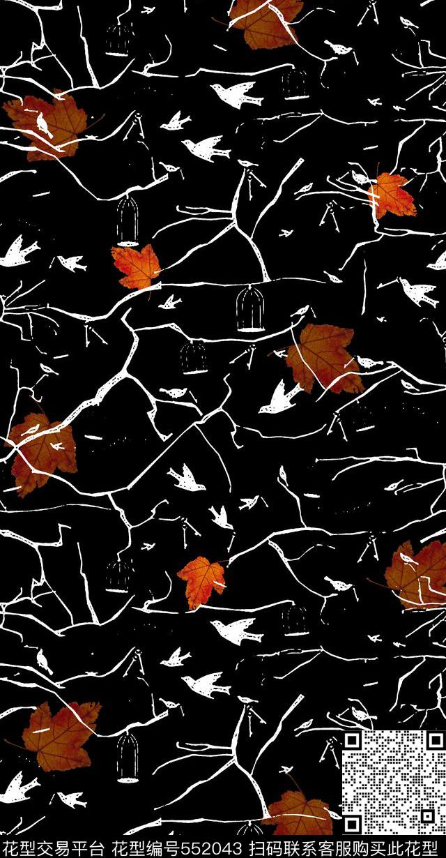 时尚潮流森林纹理男装衬衫图案数码印花华亿平台下载（图片编号: 552043） - 瓦栏（Walan）