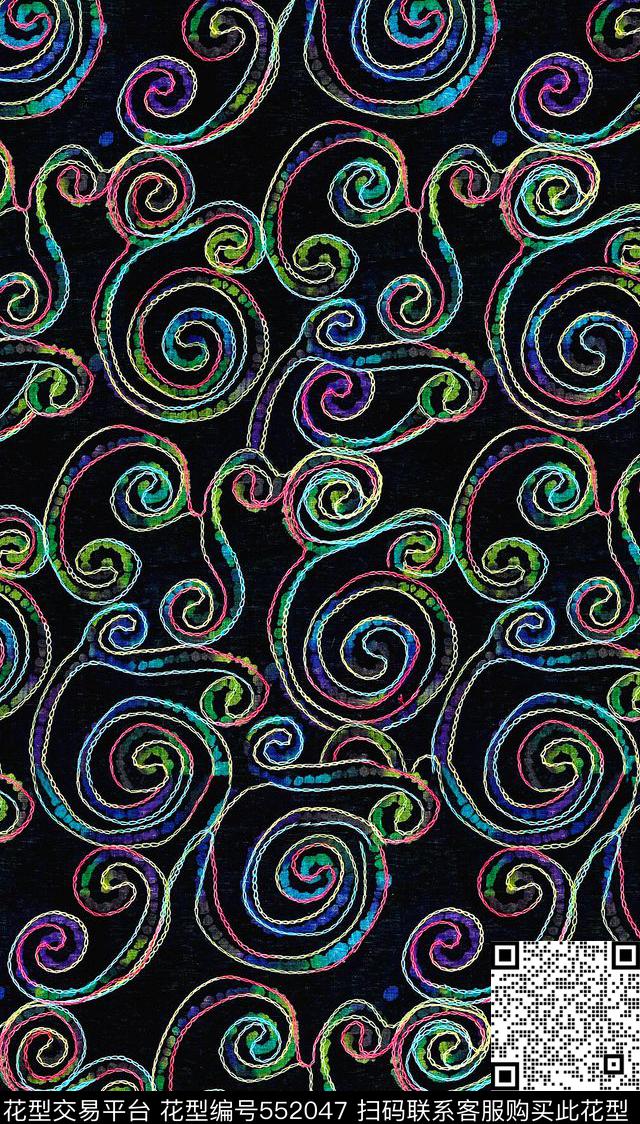 多彩锁链女装复古数码印花华亿平台下载（图片编号: 552047） - 瓦栏（Walan）