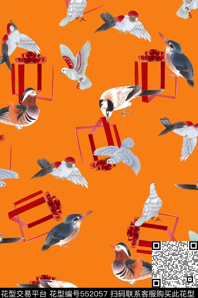 中国风民族风民族工笔鸟礼品盒手绘数码印花华亿平台下载（图片编号: 552057） - 瓦栏（Walan）