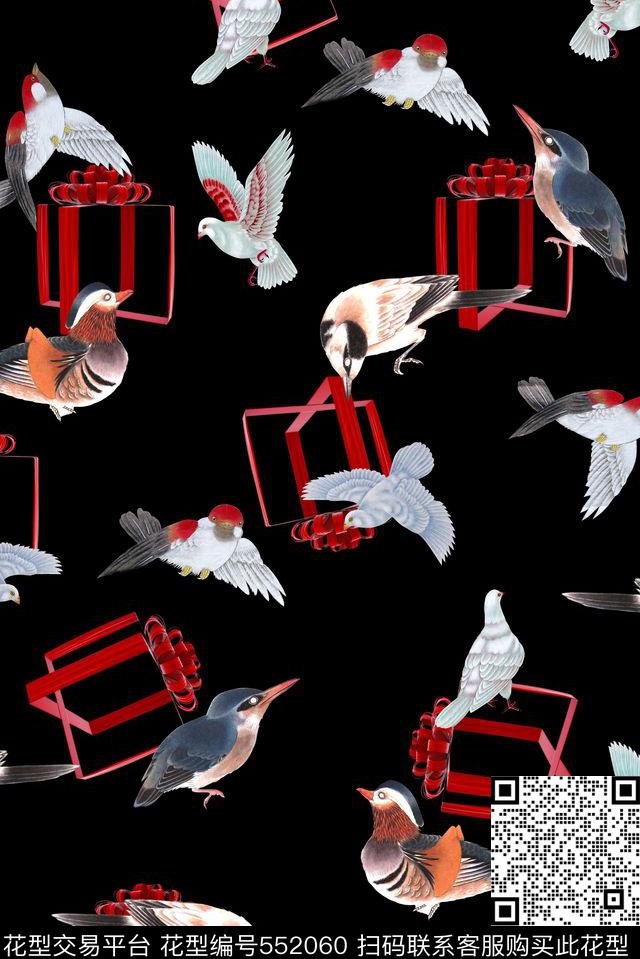 中国风民族风民族工笔鸟礼品盒手绘数码印花华亿平台下载（图片编号: 552060） - 瓦栏（Walan）