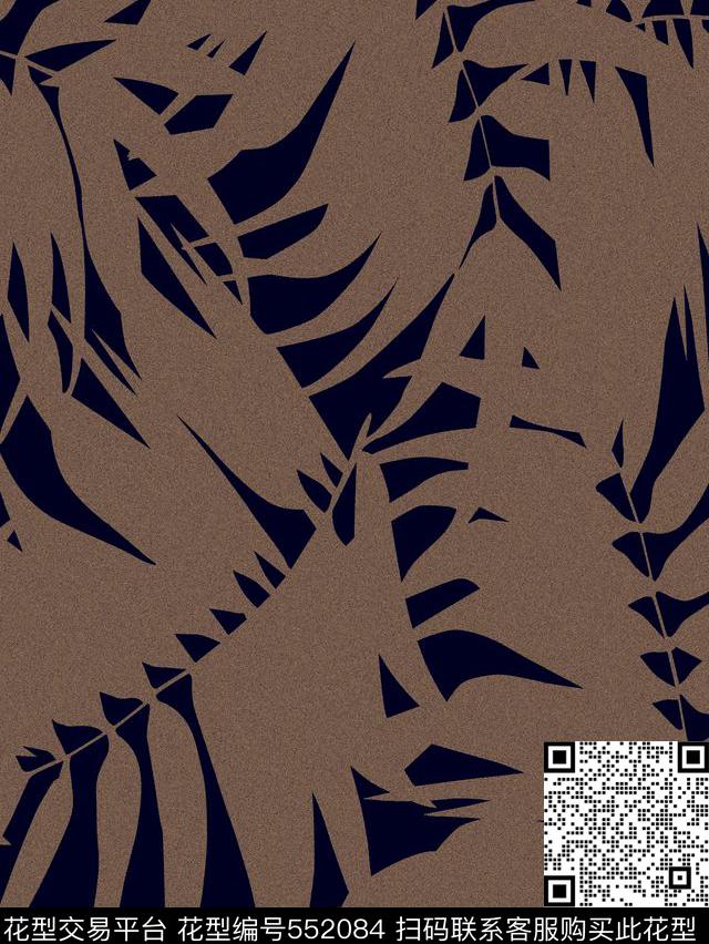 复古树叶流行暗灰色调点点组合树叶华亿平台传统印花华亿平台下载（图片编号: 552084） - 瓦栏（Walan）