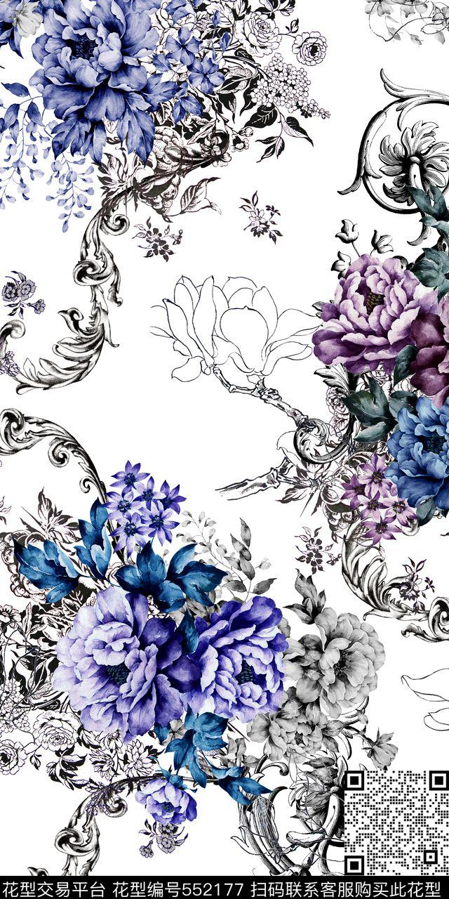 花卉家纺沙发布数码印花华亿平台下载（图片编号: 552177） - 瓦栏（Walan）