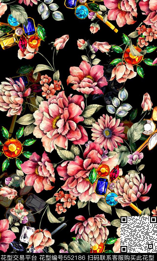 花卉罂粟芍药数码印花华亿平台下载（图片编号: 552186） - 瓦栏（Walan）
