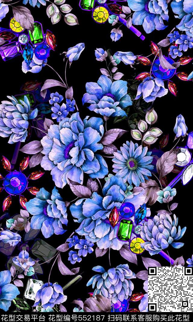 花卉罂粟芍药数码印花华亿平台下载（图片编号: 552187） - 瓦栏（Walan）