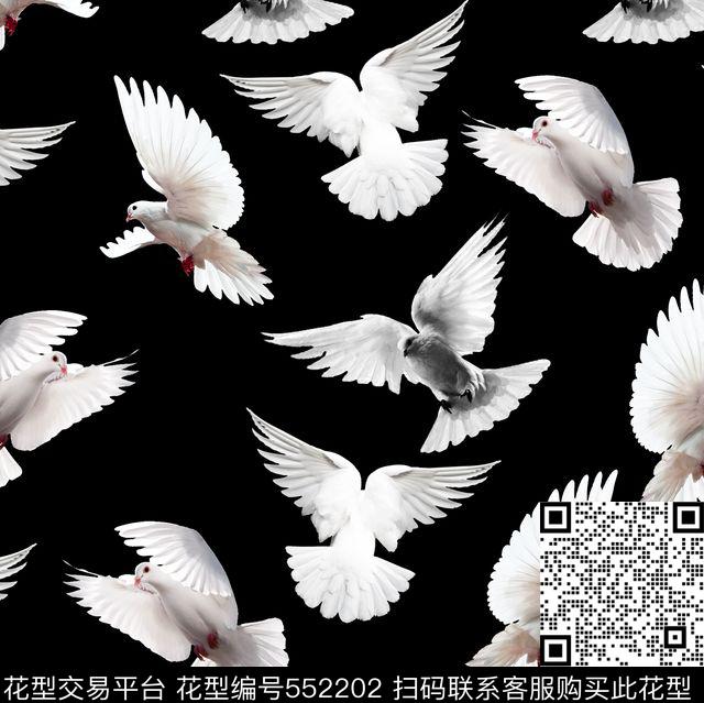 白鸽黑白潮牌华伦天奴风格数码印花华亿平台下载（图片编号: 552202） - 瓦栏（Walan）