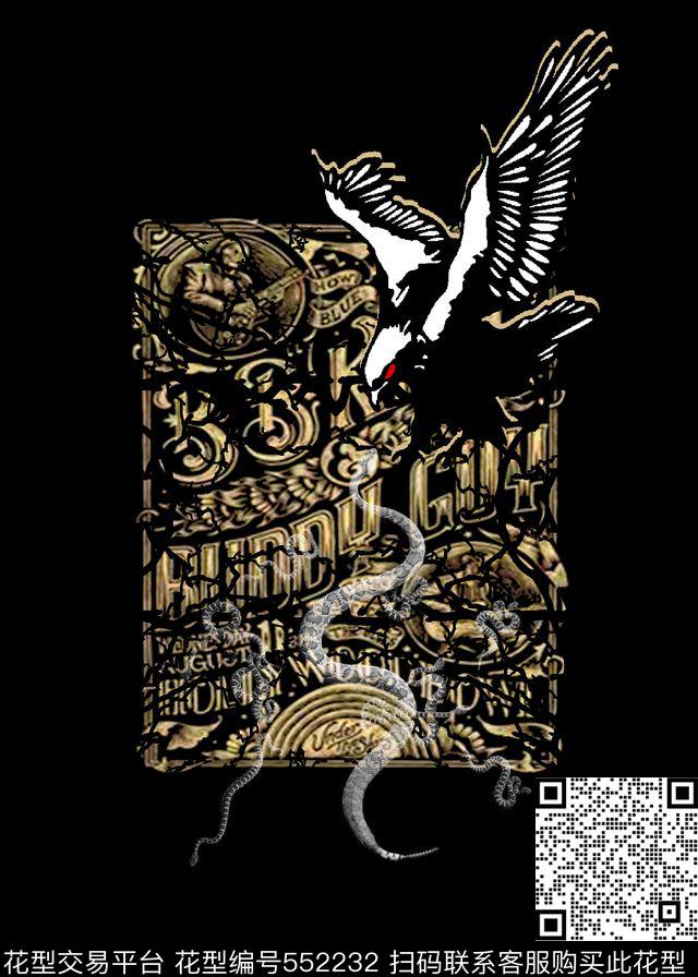 复古男装图案纹理图案老鹰数码印花华亿平台下载（图片编号: 552232） - 瓦栏（Walan）