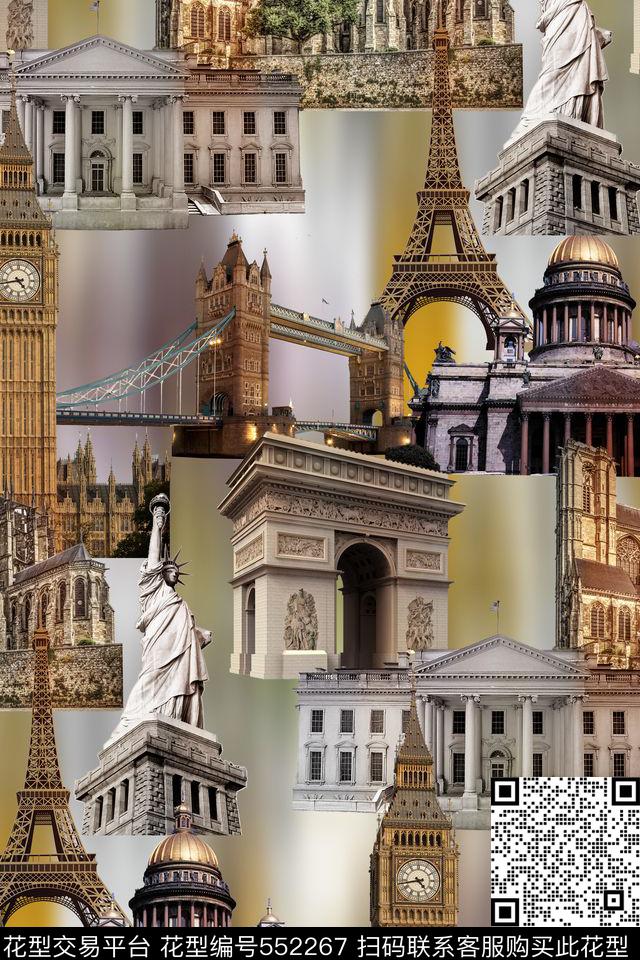 欧式雕塑埃菲尔铁塔数码印花华亿平台下载（图片编号: 552267） - 瓦栏（Walan）