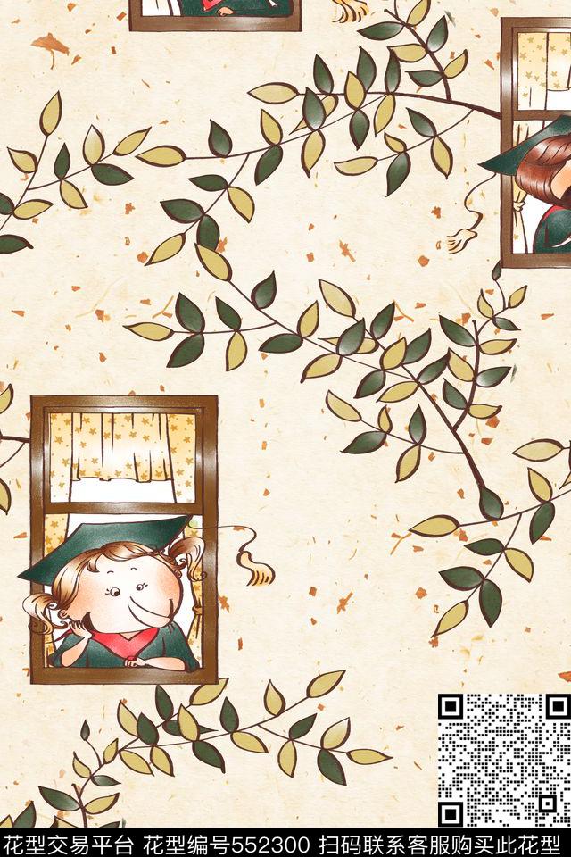 服装面料华亿平台休闲时尚手绘韩流小清新复古卡通趣味传统印花华亿平台下载（图片编号: 552300） - 瓦栏（Walan）