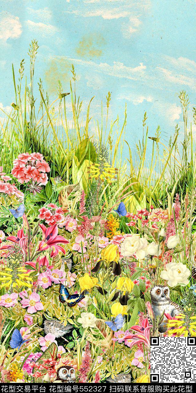 时尚花卉动物数码印花华亿平台下载（图片编号: 552327） - 瓦栏（Walan）