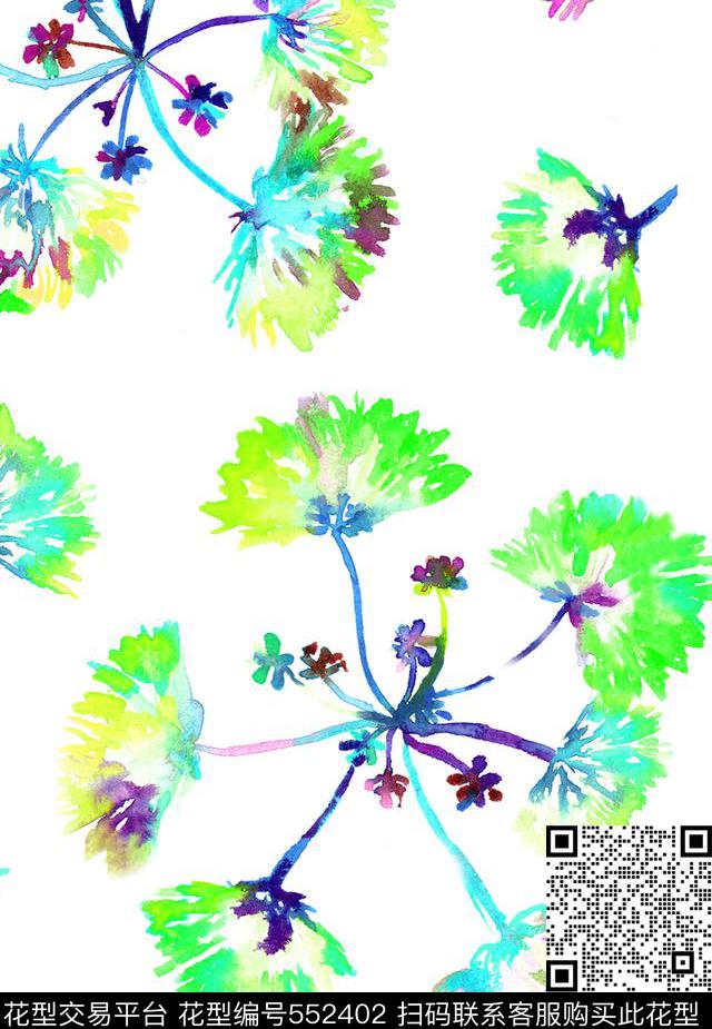 数码印花水彩花卉小花花卉数码印花华亿平台下载（图片编号: 552402） - 瓦栏（Walan）