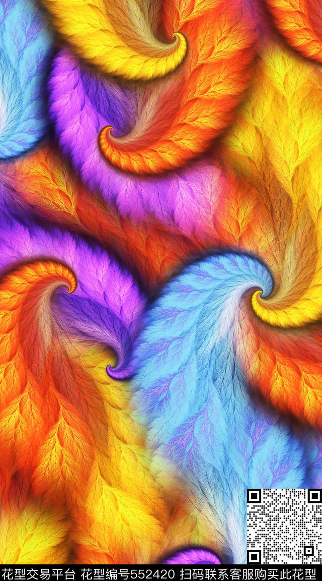 抽象炫彩渐变数码印花华亿平台下载（图片编号: 552420） - 瓦栏（Walan）
