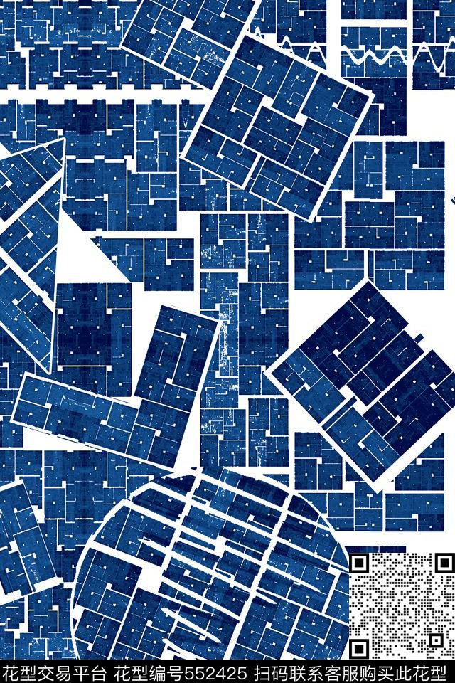 复古变形几何男装传统印花华亿平台下载（图片编号: 552425） - 瓦栏（Walan）